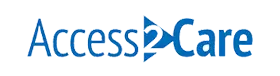 Access2Care logo, blue wordmark.